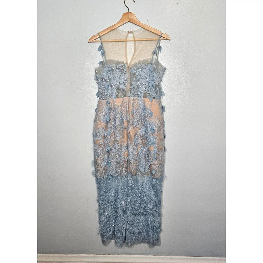 Blue Beaded Lace Midi Dress - Picture 6 of 14